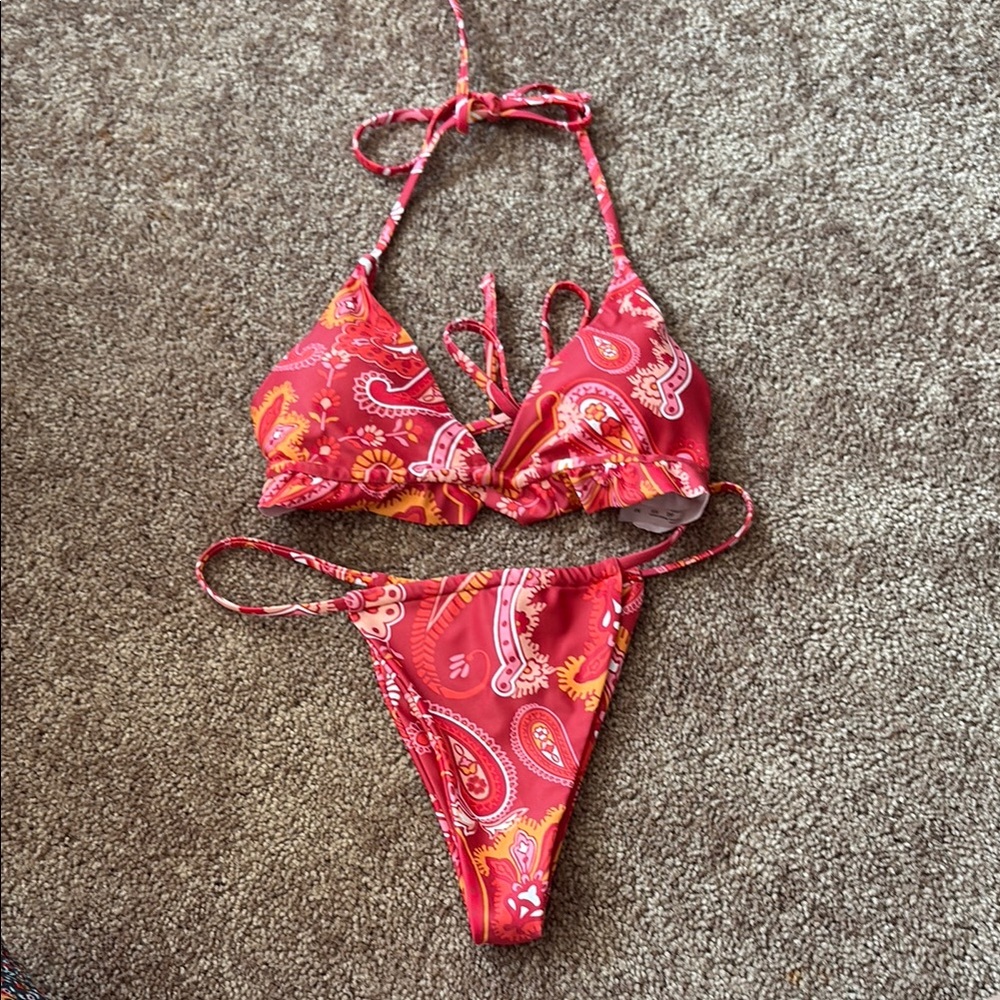 SHEIN Red Paisley Bikini